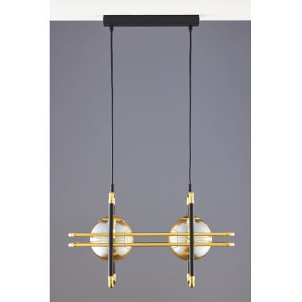 Jupiter 2026 - Candeeiro suspenso FIORI 2xG9/10W/230V preto/dourado/bege