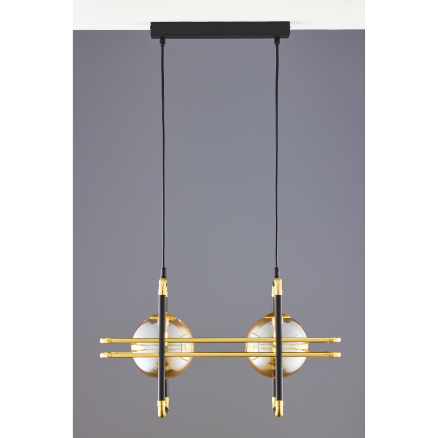 Jupiter 2026 - Candeeiro suspenso FIORI 2xG9/10W/230V preto/dourado/bege