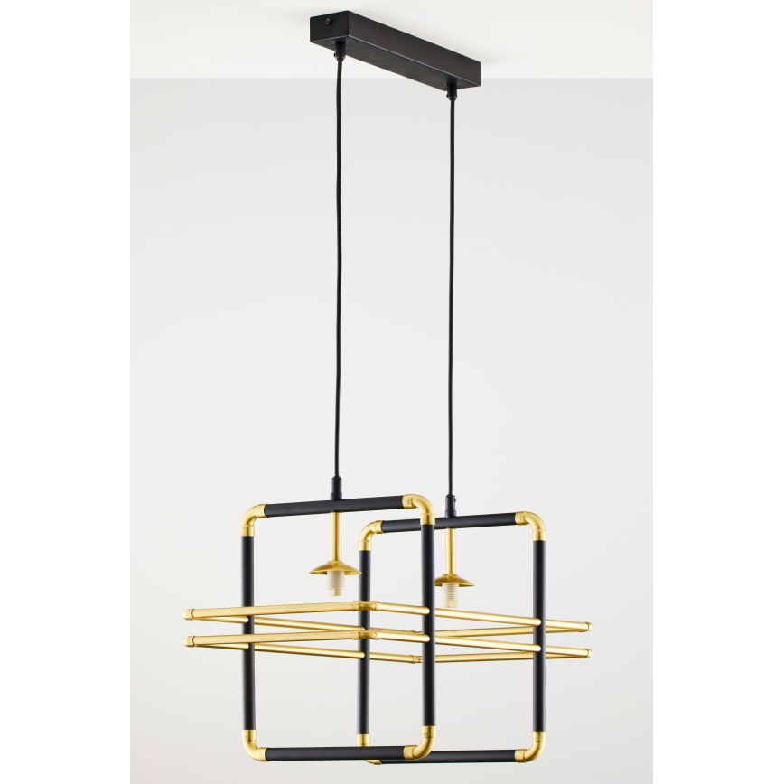 Jupiter 2026 - Candeeiro suspenso FIORI 2xG9/10W/230V preto/dourado/bege