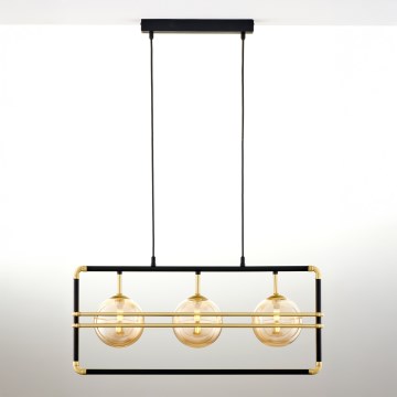 Jupiter 2027 - Candeeiro suspenso FIORI 3xG9/10W/230V preto/dourado/bege