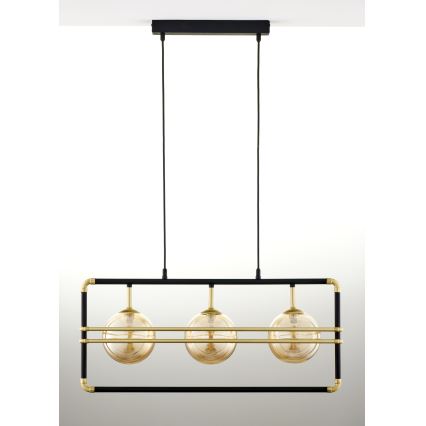 Jupiter 2027 - Candeeiro suspenso FIORI 3xG9/10W/230V preto/dourado/bege
