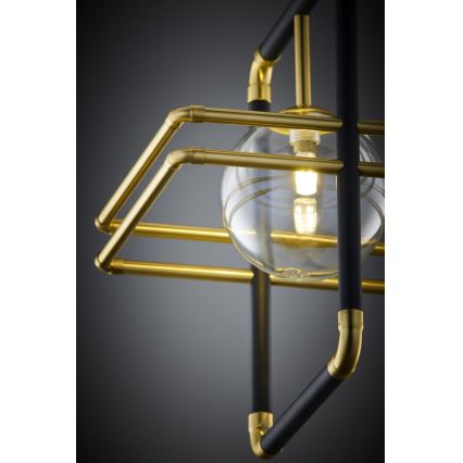 Jupiter 2028 - Candeeiro suspenso FIORI 1xG9/10W/230V preto/dourado/transparente
