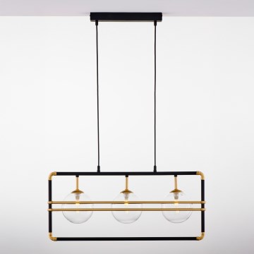 Jupiter 2030 - Candeeiro suspenso FIORI 3xG9/10W/230V preto/dourado/transparente