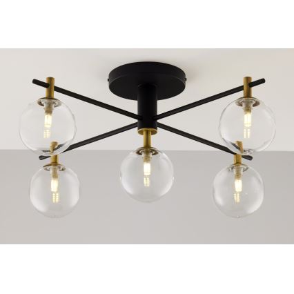 Jupiter 2035 - Candeeiro integrado FIGARO 5xG9/10W/230V preto/dourado/bege/transparente
