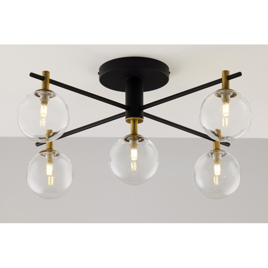 Jupiter 2035 - Candeeiro integrado FIGARO 5xG9/10W/230V preto/dourado/bege/transparente