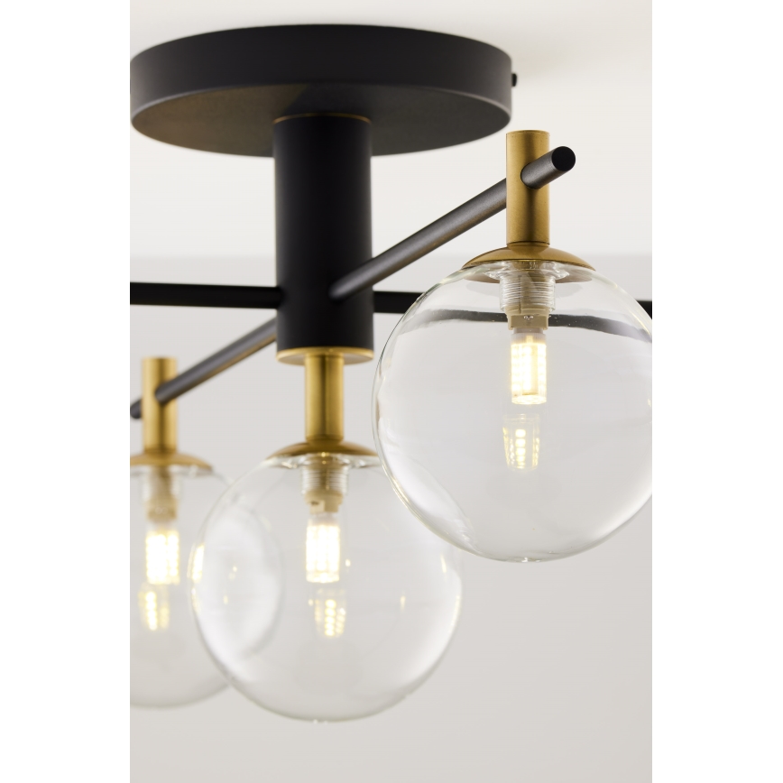 Jupiter 2035 - Candeeiro integrado FIGARO 5xG9/10W/230V preto/dourado/bege/transparente