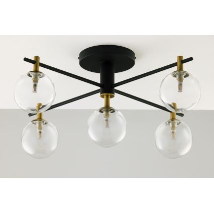 Jupiter 2035 - Candeeiro integrado FIGARO 5xG9/10W/230V preto/dourado/bege/transparente
