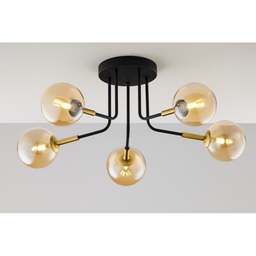 Jupiter 2038 - Candeeiro suspenso BURANO 5xG9/10W/230V preto/dourado/bege
