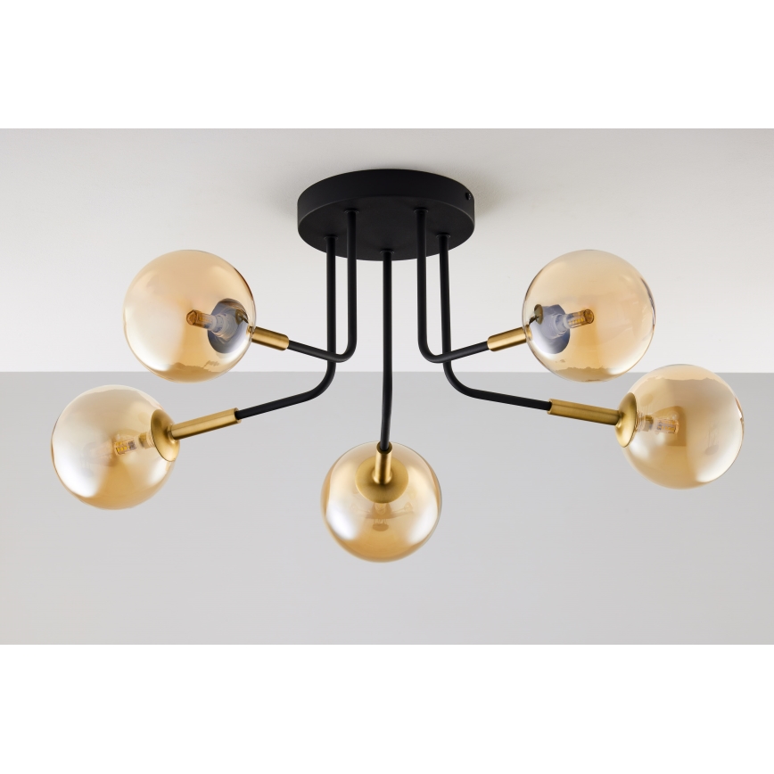 Jupiter 2038 - Candeeiro suspenso BURANO 5xG9/10W/230V preto/dourado/bege