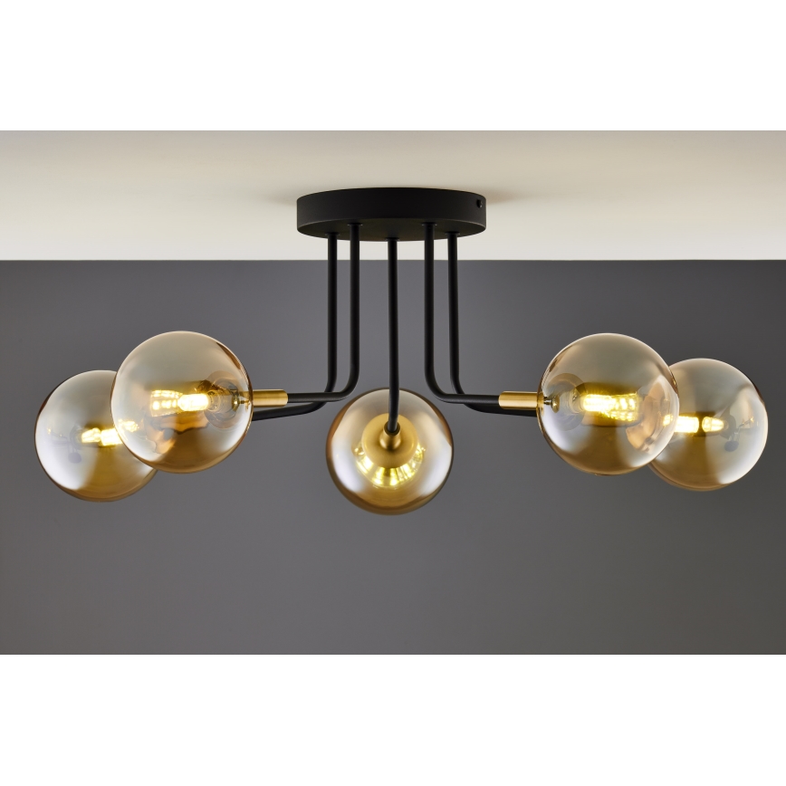 Jupiter 2038 - Candeeiro suspenso BURANO 5xG9/10W/230V preto/dourado/bege