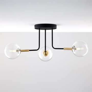 Jupiter 2039 - Candeeiro suspenso BURANO 3xG9/10W/230V preto/dourado/transparente