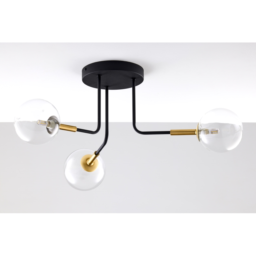 Jupiter 2039 - Candeeiro suspenso BURANO 3xG9/10W/230V preto/dourado/transparente