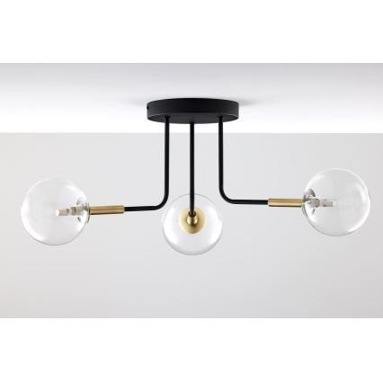 Jupiter 2039 - Candeeiro suspenso BURANO 3xG9/10W/230V preto/dourado/transparente