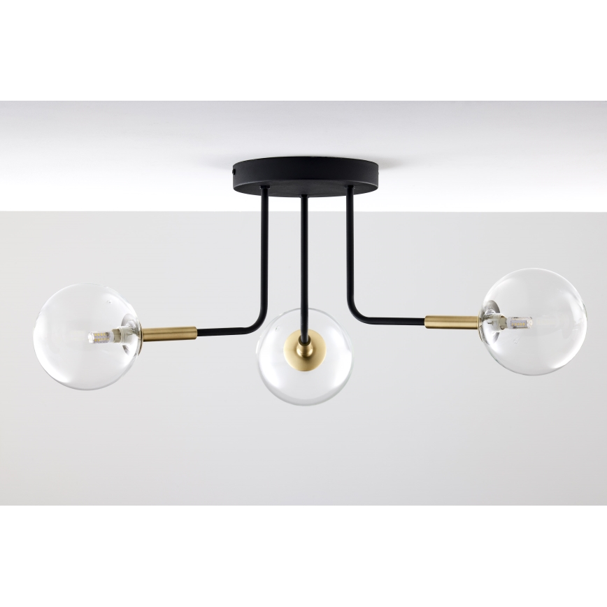 Jupiter 2039 - Candeeiro suspenso BURANO 3xG9/10W/230V preto/dourado/transparente
