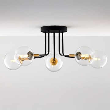 Jupiter 2040 - Candeeiro suspenso BURANO 5xG9/10W/230V preto/dourado/transparente