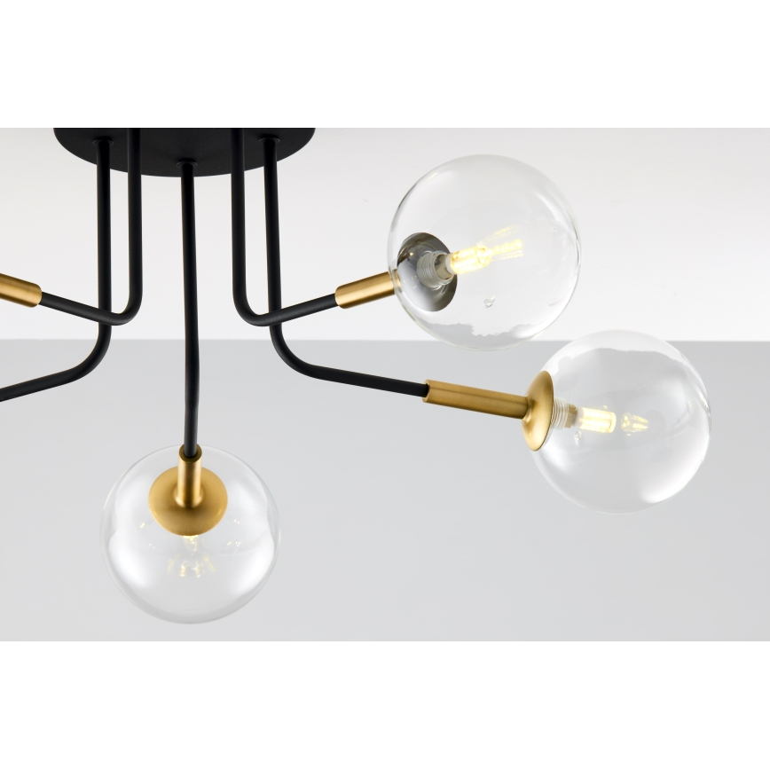 Jupiter 2040 - Candeeiro suspenso BURANO 5xG9/10W/230V preto/dourado/transparente