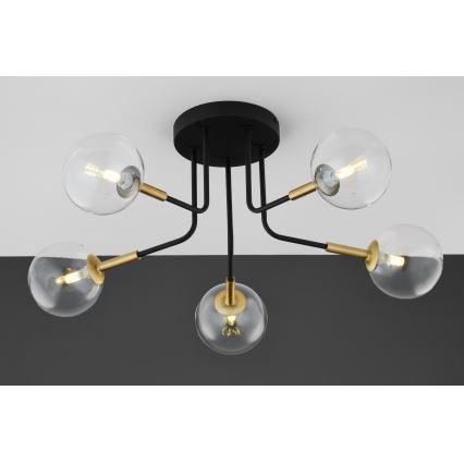 Jupiter 2040 - Candeeiro suspenso BURANO 5xG9/10W/230V preto/dourado/transparente