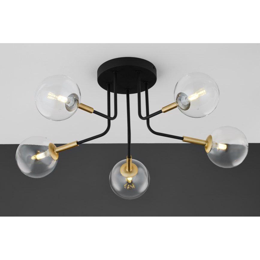 Jupiter 2040 - Candeeiro suspenso BURANO 5xG9/10W/230V preto/dourado/transparente