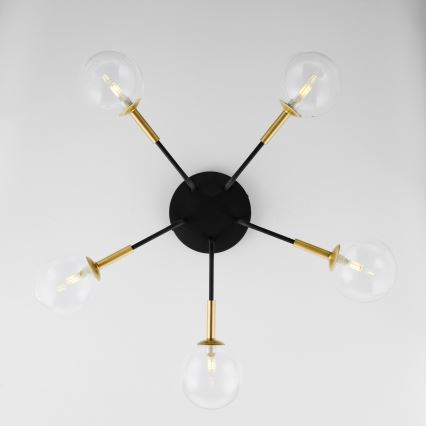 Jupiter 2040 - Candeeiro suspenso BURANO 5xG9/10W/230V preto/dourado/transparente