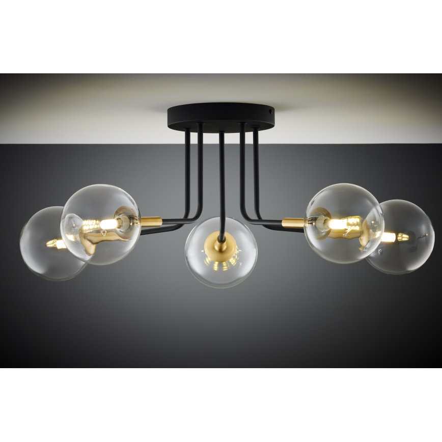 Jupiter 2040 - Candeeiro suspenso BURANO 5xG9/10W/230V preto/dourado/transparente