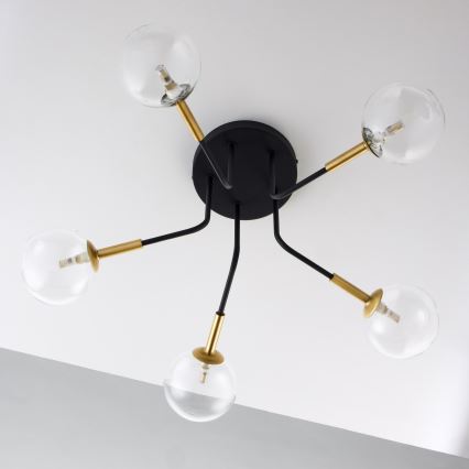 Jupiter 2040 - Candeeiro suspenso BURANO 5xG9/10W/230V preto/dourado/transparente