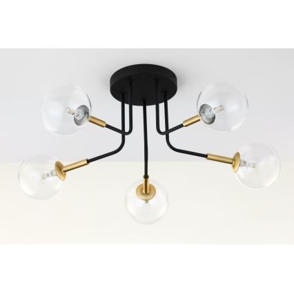 Jupiter 2040 - Candeeiro suspenso BURANO 5xG9/10W/230V preto/dourado/transparente