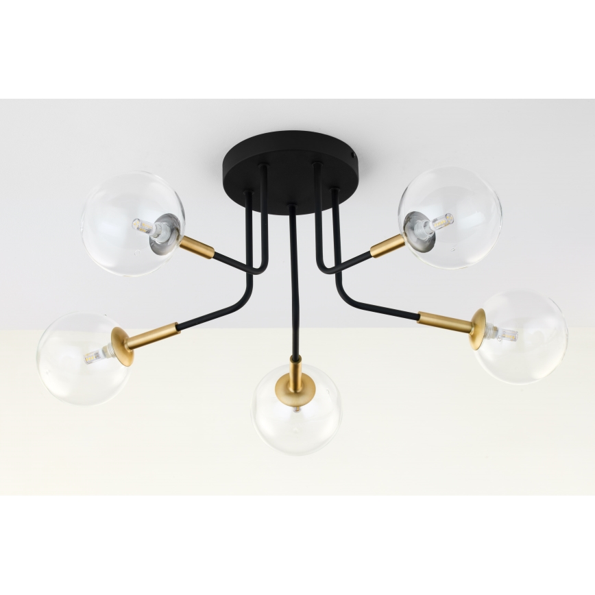 Jupiter 2040 - Candeeiro suspenso BURANO 5xG9/10W/230V preto/dourado/transparente