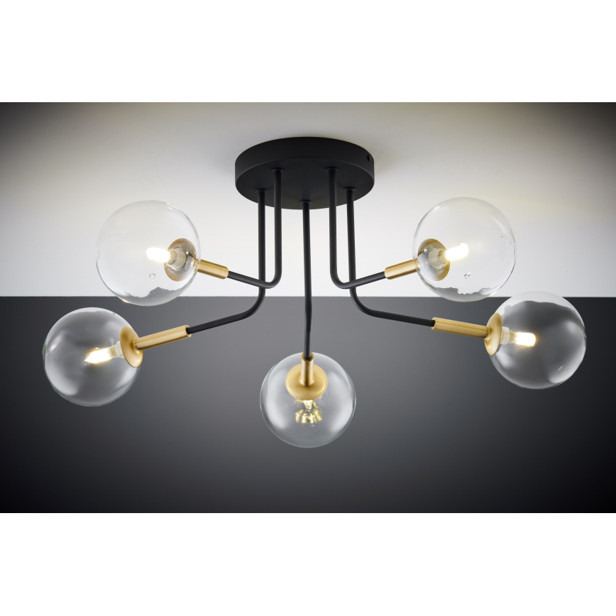 Jupiter 2040 - Candeeiro suspenso BURANO 5xG9/10W/230V preto/dourado/transparente