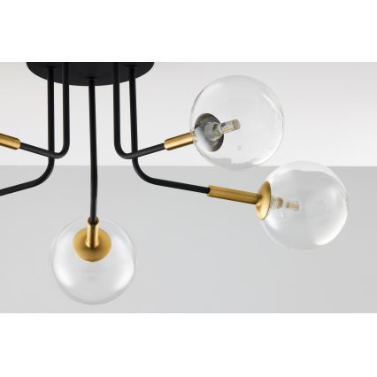 Jupiter 2040 - Candeeiro suspenso BURANO 5xG9/10W/230V preto/dourado/transparente