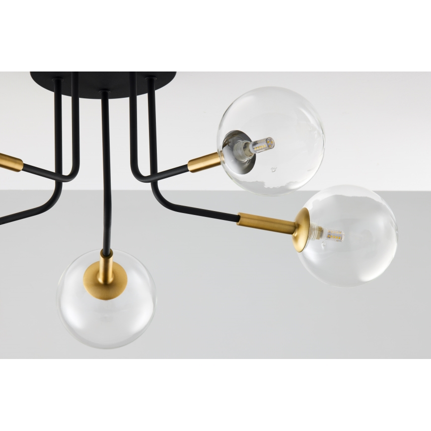 Jupiter 2040 - Candeeiro suspenso BURANO 5xG9/10W/230V preto/dourado/transparente