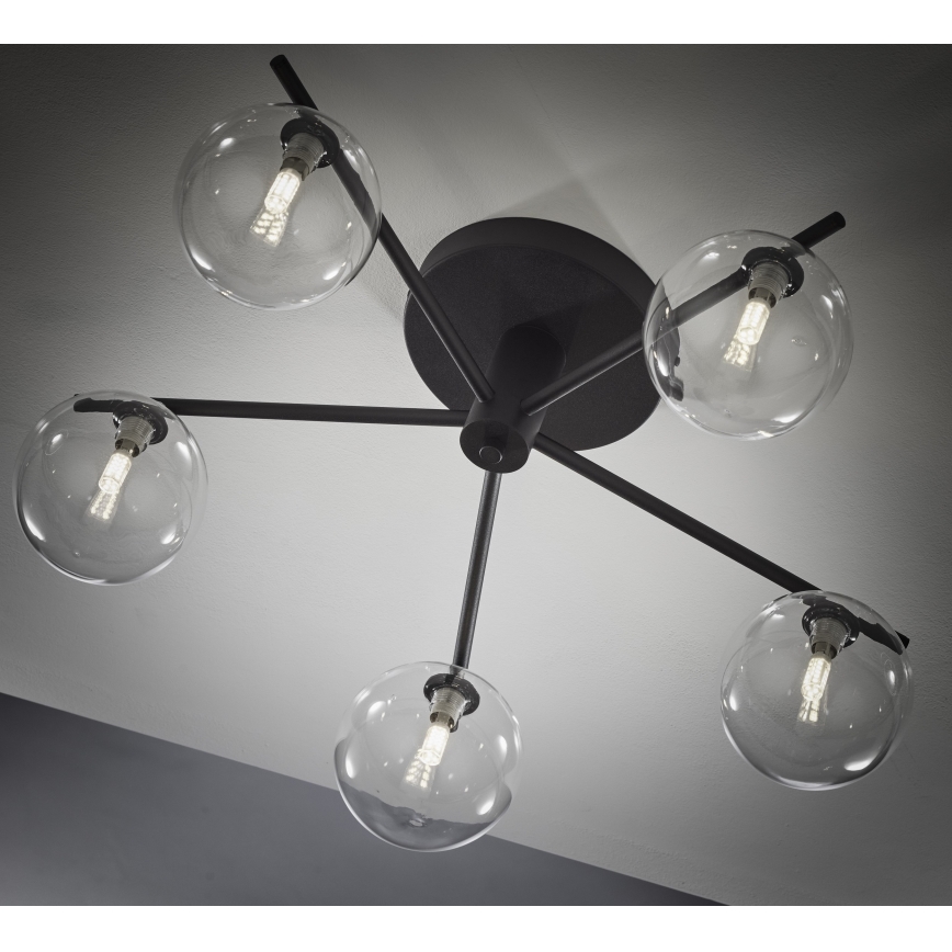 Jupiter 2046 - Candeeiro integrado PRATO 5xG9/10W/230V preto/transparente