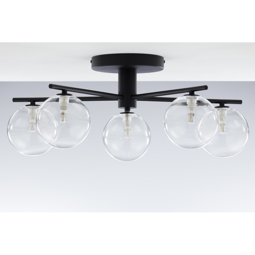 Jupiter 2046 - Candeeiro integrado PRATO 5xG9/10W/230V preto/transparente