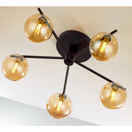 Jupiter 2047 - Candeeiro integrado PRATO 5xG9/10W/230V preto/bege