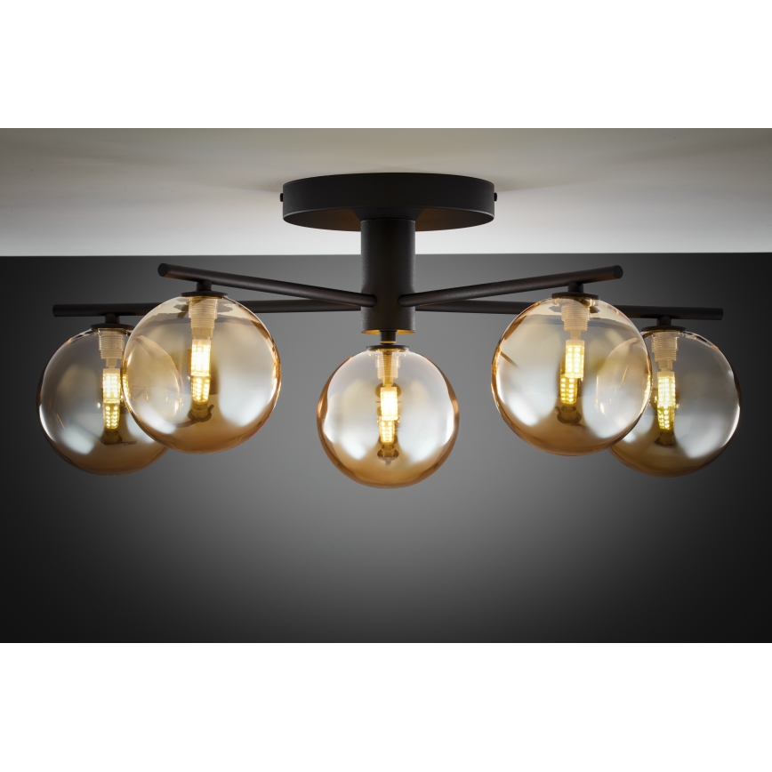 Jupiter 2047 - Candeeiro integrado PRATO 5xG9/10W/230V preto/bege