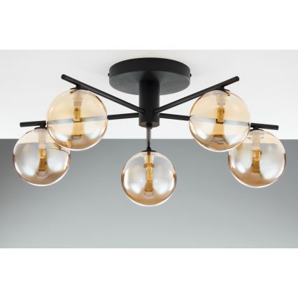 Jupiter 2047 - Candeeiro integrado PRATO 5xG9/10W/230V preto/bege