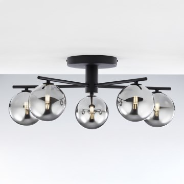 Jupiter 2048 - Lustre de tecto sobreposto PRATO 5xG9/14W/230V preto/cinzento fumado