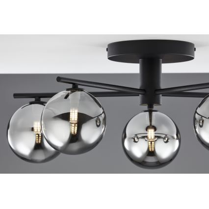 Jupiter 2048 - Lustre de tecto sobreposto PRATO 5xG9/14W/230V preto/cinzento fumado