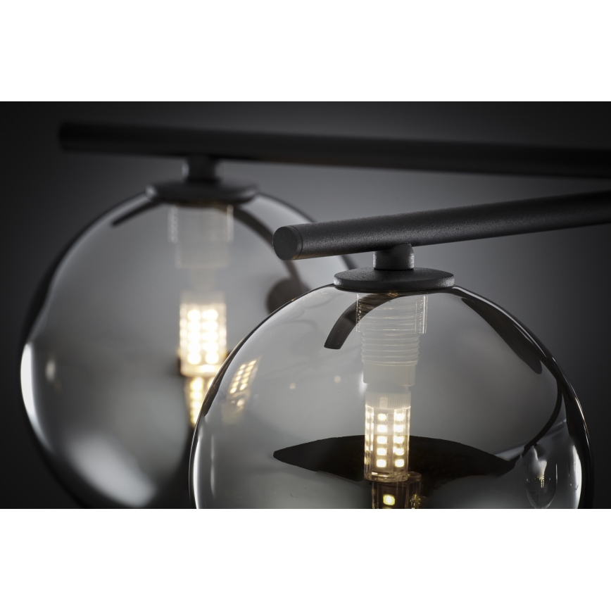 Jupiter 2048 - Lustre de tecto sobreposto PRATO 5xG9/14W/230V preto/cinzento fumado