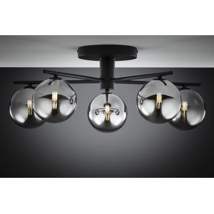 Jupiter 2048 - Lustre de tecto sobreposto PRATO 5xG9/14W/230V preto/cinzento fumado