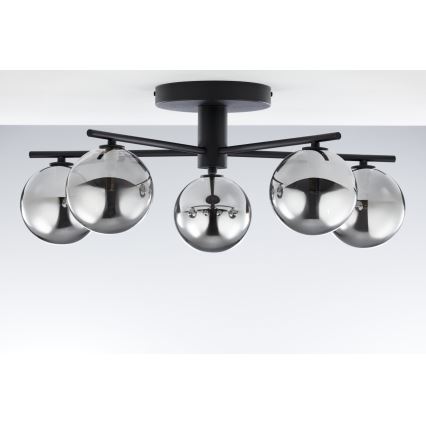 Jupiter 2048 - Lustre de tecto sobreposto PRATO 5xG9/14W/230V preto/cinzento fumado