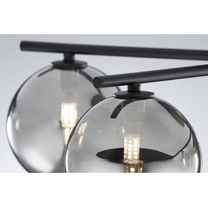 Jupiter 2048 - Lustre de tecto sobreposto PRATO 5xG9/14W/230V preto/cinzento fumado