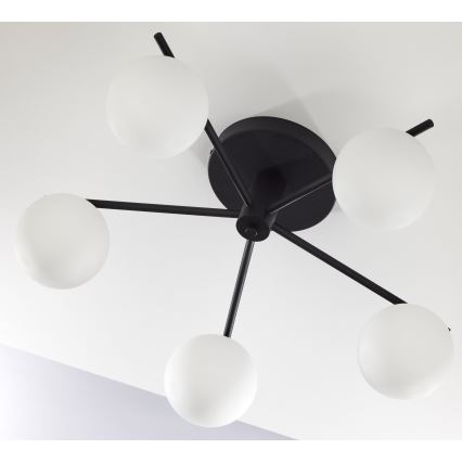 Jupiter 2049 - Lustre de tecto sobreposto PRATO 5xG9/14W/230V preto/branco