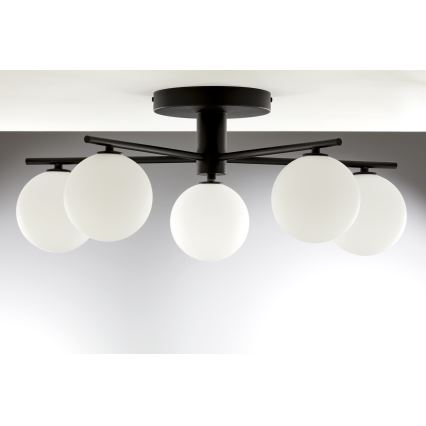 Jupiter 2049 - Lustre de tecto sobreposto PRATO 5xG9/14W/230V preto/branco