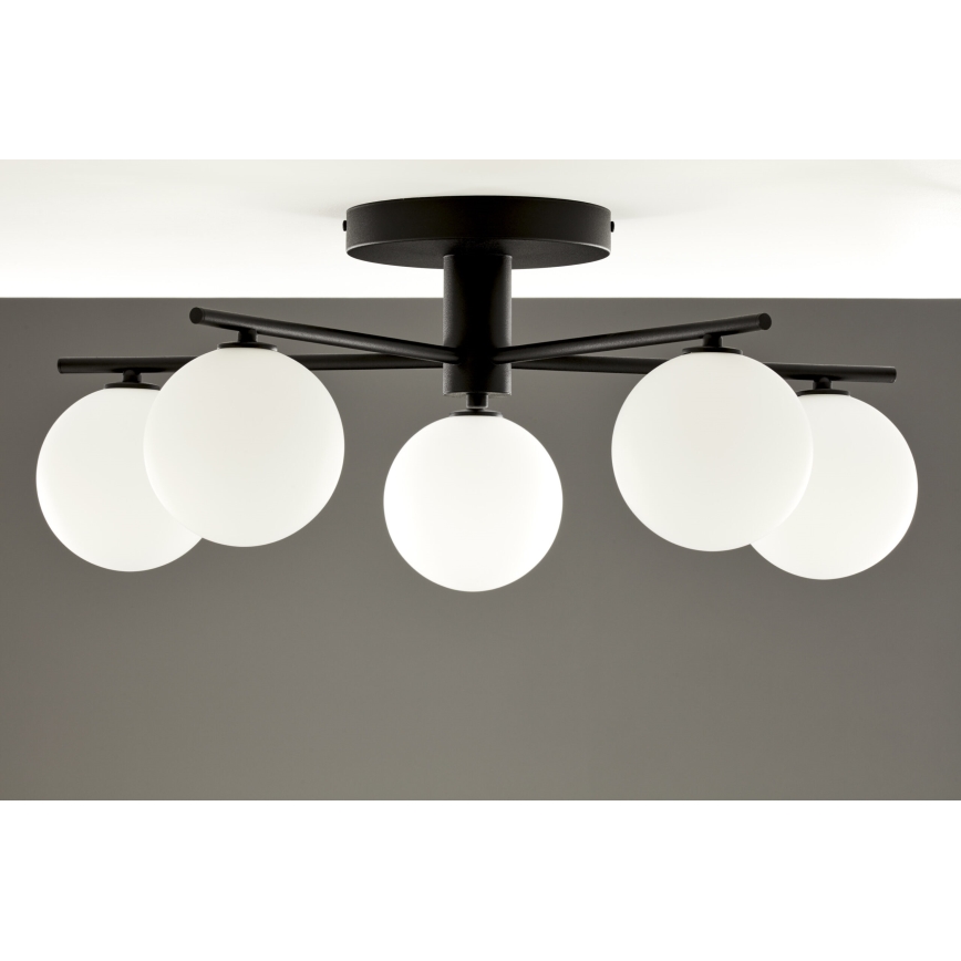Jupiter 2049 - Lustre de tecto sobreposto PRATO 5xG9/14W/230V preto/branco