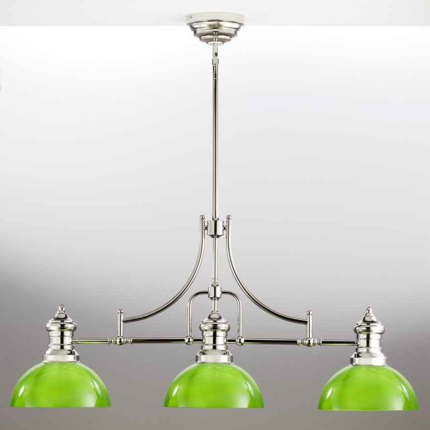 Jupiter 2072 - Lustre de haste PLATINO 3xE27/15W/230V verde/cromado brilhante