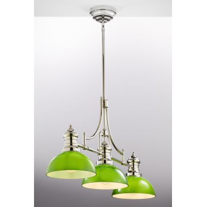 Jupiter 2072 - Lustre de haste PLATINO 3xE27/15W/230V verde/cromado brilhante