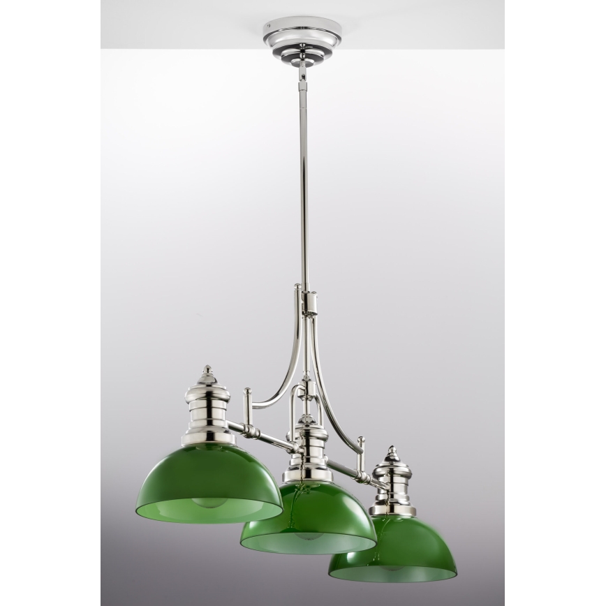 Jupiter 2072 - Lustre de haste PLATINO 3xE27/15W/230V verde/cromado brilhante