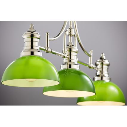 Jupiter 2072 - Lustre de haste PLATINO 3xE27/15W/230V verde/cromado brilhante