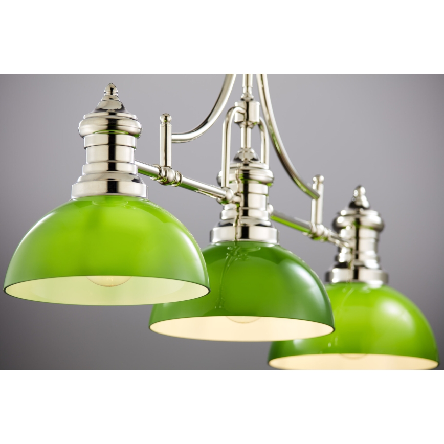 Jupiter 2072 - Lustre de haste PLATINO 3xE27/15W/230V verde/cromado brilhante