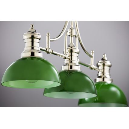 Jupiter 2072 - Lustre de haste PLATINO 3xE27/15W/230V verde/cromado brilhante